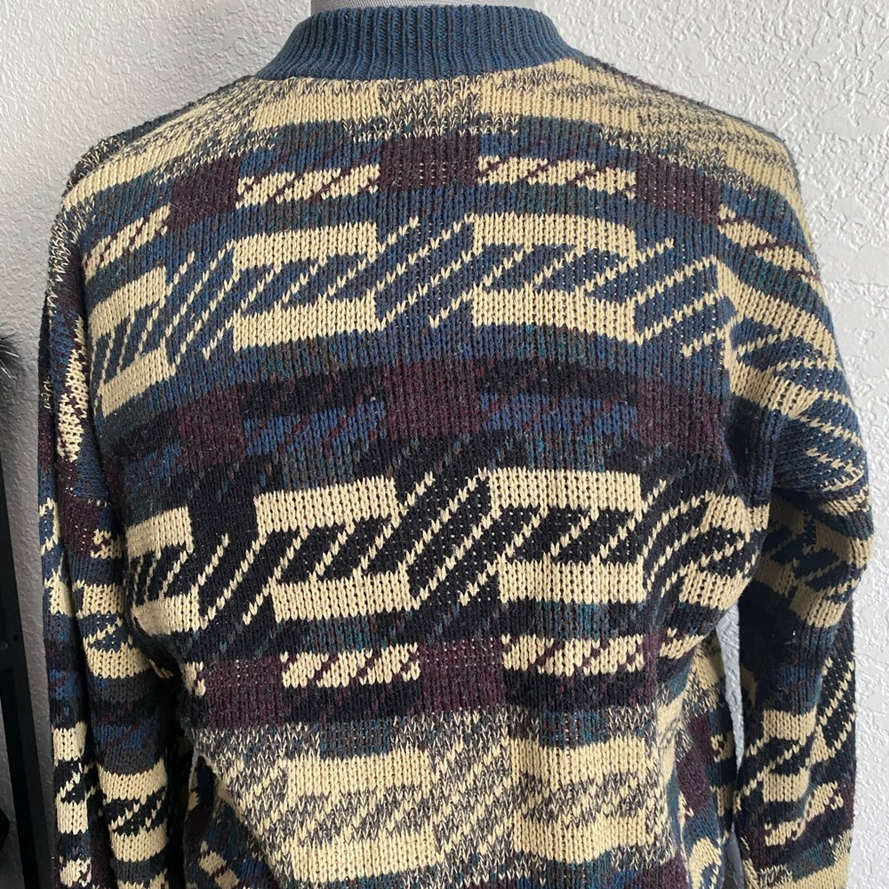 Blue and cream knit sweater